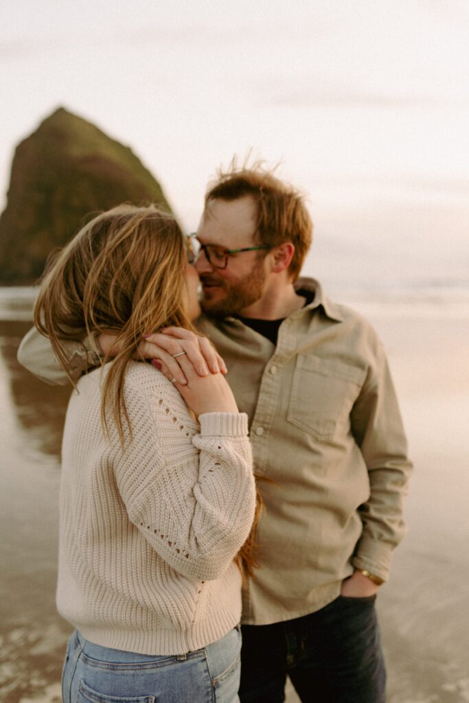 Cannon beach engagement photos at sunset