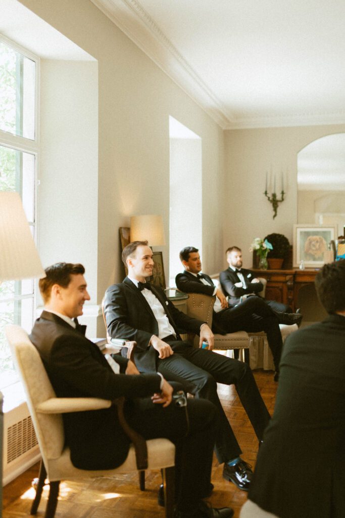 groomsmen getting ready space at the greencrest manor